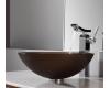 Kraus C-GV-103FR-12mm-14300CH Chrome Frosted Brown Glass Vessel Sink And Unicus Faucet