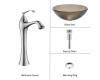 Kraus C-GV-103FR-12mm-15000CH Chrome Frosted Brown Glass Vessel Sink And Ventus Faucet