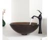 Kraus C-GV-103FR-12mm-15000ORB Frosted Brown Glass Vessel Sink And Ventus Faucet Oil Rubbed Bronze