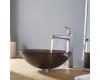Kraus C-GV-103FR-12mm-15500CH Chrome Frosted Brown Glass Vessel Sink And Virtus Faucet