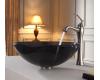 Kraus C-GV-104-12mm-15000BN Clear Black Glass Vessel Sink And Ventus Faucet Brushed Nickel