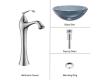 Kraus C-GV-104-12mm-15000CH Clear Black Glass Vessel Sink And Ventus Faucet Chrome