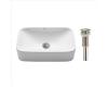 Kraus KCV-122-SN White Rectangular Ceramic Bathroom Sink With Pop Up Drain Satin Nickel