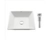 Kraus KCV-125-CH Chrome White Square Ceramic Bathroom Sink With Pop Up Drain