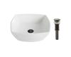 Kraus KCV-126-ORB Elavo White Ceramic Flared Square Vessel Bathroom Sink W/ Pu Drain Oil Rubbed Bronze