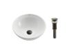 Kraus KCV-141-ORB White Round Ceramic Bathroom Sink With Pop Up Drain Oil Rubbed Bronze