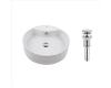 Kraus KCV-142-CH Chrome White Round Ceramic Bathroom Sink And Pop Up Drain With Overflow