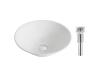 Kraus KCV-143-CH Elavo Chrome White Ceramic Round Vessel Bathroom Sink W/ Pu Drain