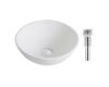 Kraus KCV-341-CH Elavo Chrome White Ceramic Small Round Vessel Bathroom Sink W/ Pu Drain