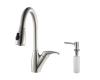 Kraus KPF-2120-SD20 Stainless Steel Single Lever Pull Out Kitchen Faucet And Soap Dispenser