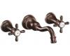 Moen TS42112ORB Weymouth Oil Rubbed Bronze Two-Handle High Arc Wall Mount Bathroom Faucet