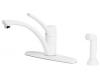 Pfister H34-4NWW Parisa White Lever Handle Kitchen Faucet with Side Spray