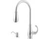 Pfister GT529-DSS Treviso Stainless Steel Single Handle Pull-Out Kitchen Faucet with Spray & Soap Dispenser