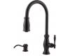 Pfister T529-TMY Hanover Tuscan Bronze Single Handle Pull-Out Kitchen Faucet with Spray & Soap Dispenser