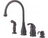 Pfister GT26-4DYY Treviso Tuscan Bronze Single Handle Kitchen Faucet with Side Spray & Soap Dispenser