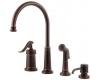 Pfister GT26-4YPU Ashfield Rustic Bronze Single Handle Kitchen Faucet with Side Spray & Soap Dispenser