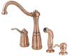 Price Pfister Marielle T26-4NRR Antique Copper Single Handle Kitchen Faucet with Side Spray & Soap Dispenser