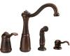 Pfister T26-4NUU Marielle Rustic Bronze Single Handle Kitchen Faucet with Side Spray & Soap Dispenser