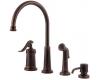 Pfister T26-4YPU Ashfield Rustic Bronze Single Handle Kitchen Faucet with Side Spray & Soap Dispenser