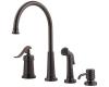 Price Pfister Ashfield T26-4YPZ Oil Rubbed Bronze Single Handle Kitchen Faucet with Side Spray & Soap Dispen
