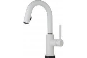 Brizo 64920LF-MW Solna Matte White Single Handle Single Hole Pull-Down Bar/Prep Faucet with Smart Touch Technology