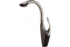Brizo 63255LF-SSCO Vuelo Cocoa Bronze/Stainless Steel Single Handle Hi-Arch Pull-Out Kitchen Faucet