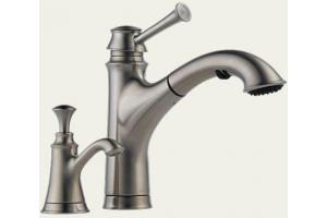 Brizo Baliza 63305-SS Brilliance Stainless Pull-Out Kitchen Faucet with Soap Dispenser