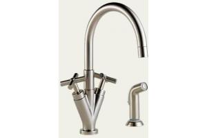 Brizo 6216046-BN Trevi Cross Brushed Nickel Two Handle Kitchen with Spray