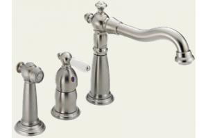 Delta 157-SSWF Victorian Brillance Stainless Lever Handle Kitchen Faucet with Side Spray