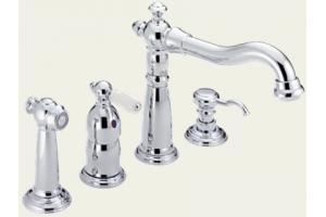 Delta 158-WF Victorian Chrome Lever Handle Kitchen Faucet with Side Spray & Soap Dispenser