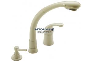 Delta Waterfall 474-BS Biscuit Lever Handle Pull-Out Kitchen Faucet with Soap Dispenser