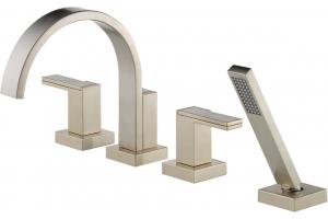 Delta T67480-BN Siderna Brushed Nickel 4 Hole Roman Tub Faucet with Handshower