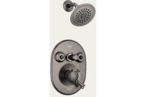 Delta T18240-PT Lockwood Aged Pewter Monitor Scald-Guard Jetted Shower System