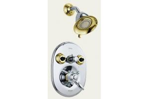 Delta Victorian T18255-CB Chrome & Brilliance Polished Brass Monitor Scald-Guard Jetted Shower System