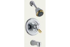 Delta Innovations T17430-CB Chrome & Polished Brass Monitor Scald-Guard Tub & Shower Trim with Volume Control