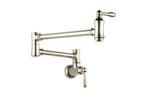 Delta 1177LF-PN Polished Nickel Wall Mount Pot Filler Faucet - Traditional