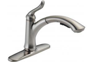 Delta 4353-SS-DST Linden Brilliance Stainless Single Handle Pull-Out Kitchen Faucet