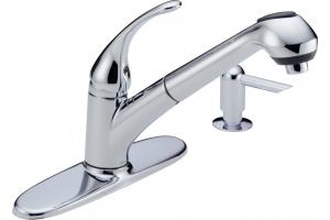 Delta B4310LF-SD Foundations Core-B Chrome Single Handle Pull-Out Kitchen Faucet With Soap Dispenser