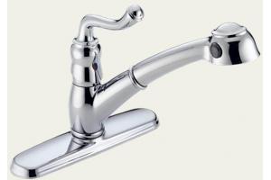 Delta 473 Saxony Chrome Pull-Out Kitchen Faucet
