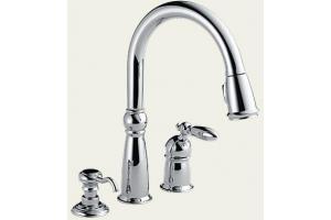 Delta 955-SD-DST Victorian Chrome Diamond Seal Technology Kitchen Pull Down with Soap Dispenser