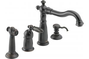 Delta Victorian 156-RB-DST Venetian Bronze Single Handle Kitchen Faucet with Spray & Soap Dispenser