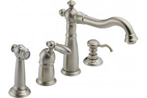 Delta Victorian 156-SS-DST Brilliance Stainless Single Handle Kitchen Faucet with Spray & Soap Dispenser