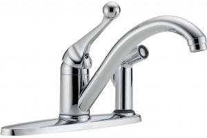 Delta 300-BH-DST Classic Chrome Single Handle Kitchen Faucet with Integral Spray