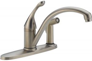 Delta 340-SSWE-DST Collins Brilliance Stainless Single Handle Kitchen Faucet with Integral Spray