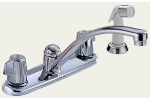 Delta 2400-TP Tract Pack Chrome Two Handle Kitchen Faucet with Spray
