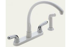 Delta Waterfall 2476-WHLHP White Two Handle Kitchen Faucet