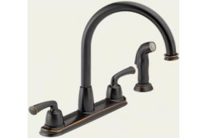 Delta 21916-OB Classic Oil Rubbed Bronze Two Handle Kitchen Faucet with Spray