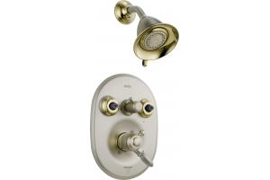 Delta Victorian T18255-NP Pearl Nickel/Polished Brass Tub/Shower Faucet