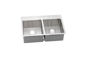 Elkay ECTSR33229BG2 Stainless Steel Double Bowl Dual / Universal Mount Kitchen Sink Kit