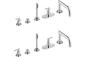 Grohe Atrio 21 059 BE0 Sterling Thermostatic Roman Tub Filler with Handheld Shower